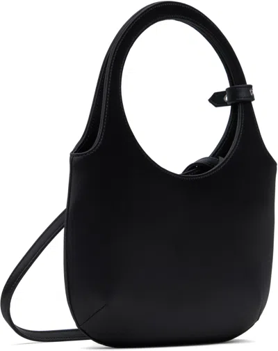 Courrèges Minimalist Black Calf Leather Tote With Adjustable Strap In 9999 Black