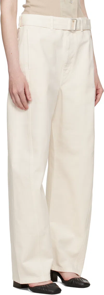 Lemaire Pants With "twisted" Belt In Neutral