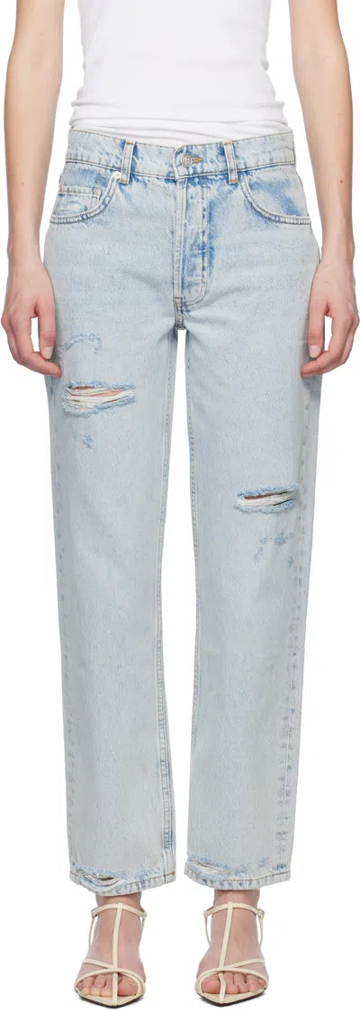 Anine Bing Kate Straight-leg Bleached Blue Jeans