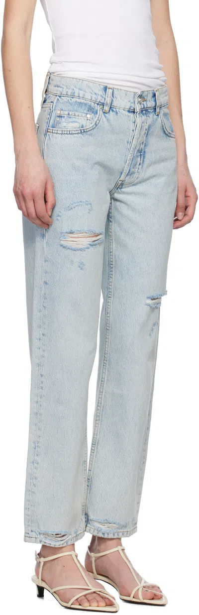 Anine Bing Kate Straight-leg Bleached Blue Jeans