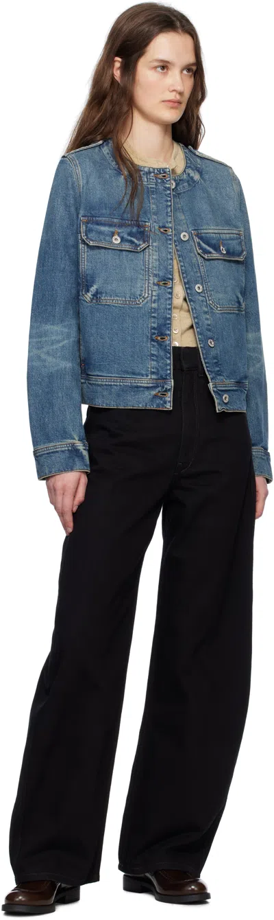 Kenzo Collarless Denim Jacket In Blue