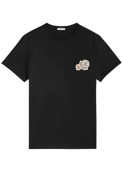 Moncler Crewneck T Shirt Featuring Multiple Patches In Black