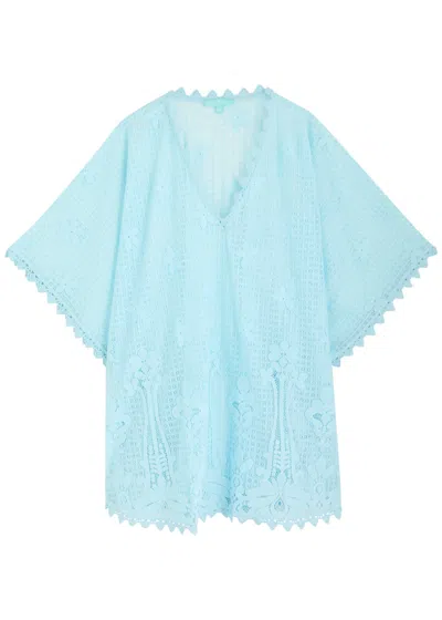 Melissa Odabash Josie Cotton-blend Lace Kaftan In Light Blue