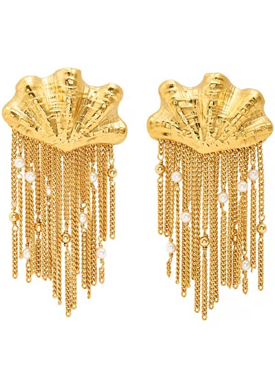 Chloé Chloe The  Shells Fringed Drop Earrings In Gold
