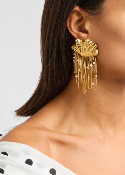Chloé Chloe The  Shells Fringed Drop Earrings In Gold