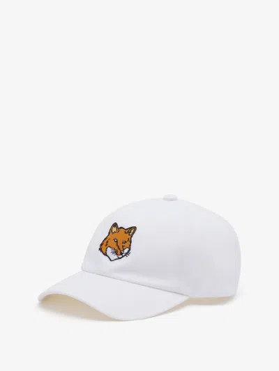 Maison Kitsuné Bold Fox Cotton Baseball Cap In White