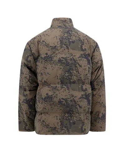 Represent High-collar Puffer Jacket With Camouflage Design In Green