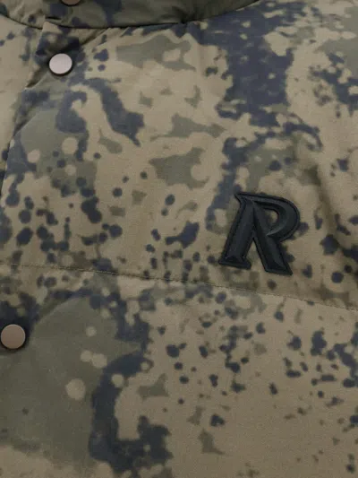 Represent High-collar Puffer Jacket With Camouflage Design In Green