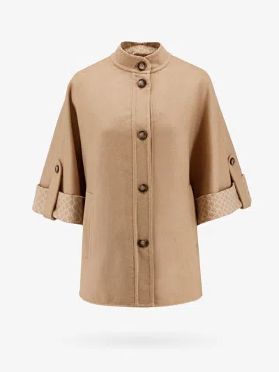 Max Mara Wool Cape In Beige