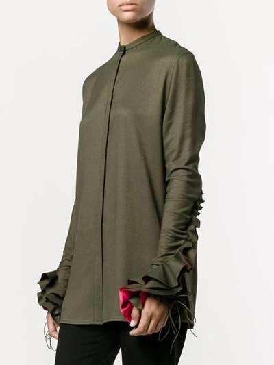 Shop Haider Ackermann Ruffle Sleeve Shirt - Green