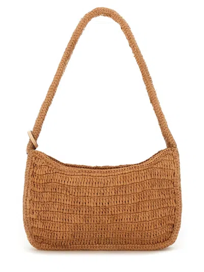 Manebi Rectangular Woven Shoulder Bag In Brown