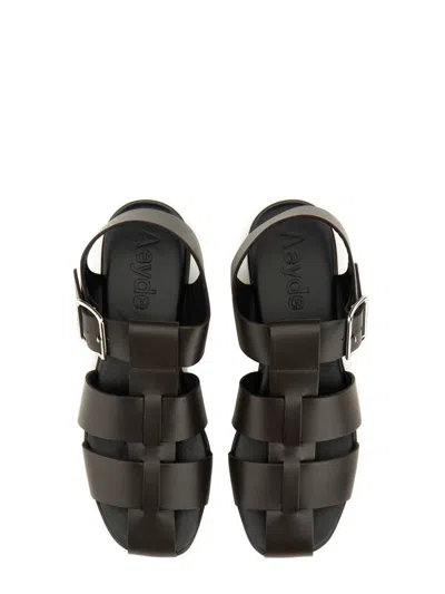 Aeyde Aeydē "whit" Sandal In Dark Brown