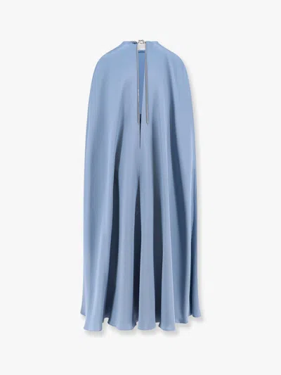 Max Mara Managua Silk Long Dress With Silk Cape And Metal Detail In Multi