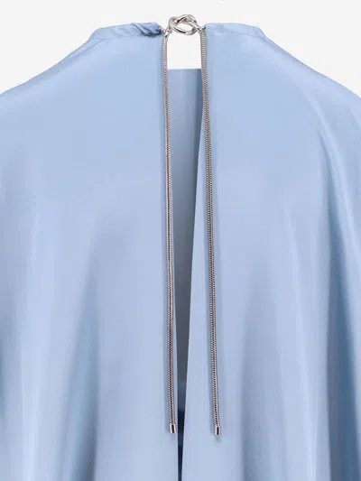 Max Mara Managua Silk Long Dress With Silk Cape And Metal Detail In Multi