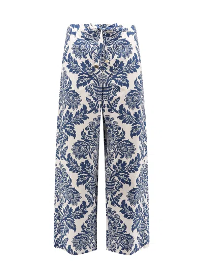 S Max Mara Trousers Cotton All-over Print In White