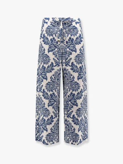 S Max Mara Trousers Cotton All-over Print In White