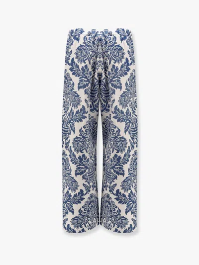 S Max Mara Trousers Cotton All-over Print In White