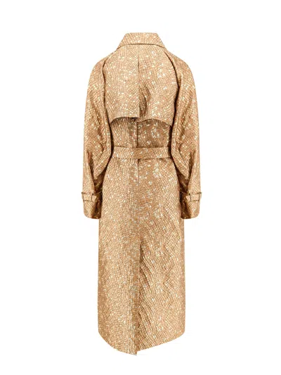 Max Mara Salsa Oversize Jacquard Fabric Trench With Mosaic Effect In Brown