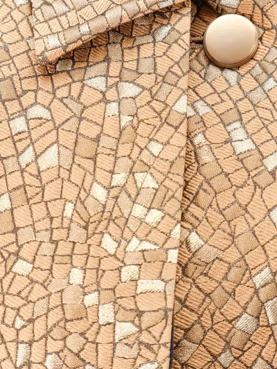 Max Mara Salsa Oversize Jacquard Fabric Trench With Mosaic Effect In Brown