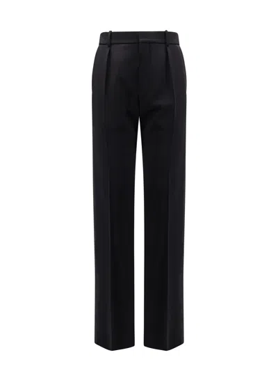 Saint Laurent Tuxedo Wool Trouser With Lateral Satin Bands In Black