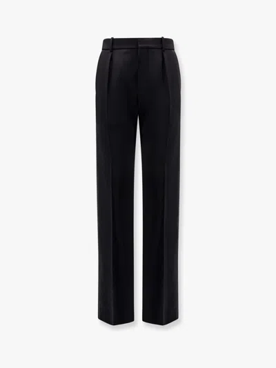 Saint Laurent Tuxedo Wool Trouser With Lateral Satin Bands In Black