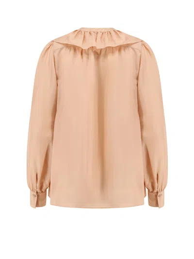 Chloé Chloe Peach Satin Shirt In Brown
