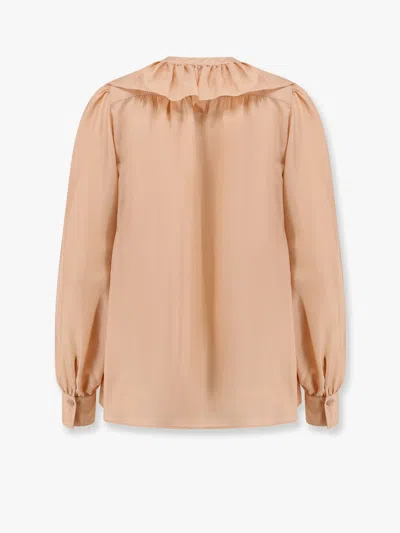 Chloé Chloe Peach Satin Shirt In Brown