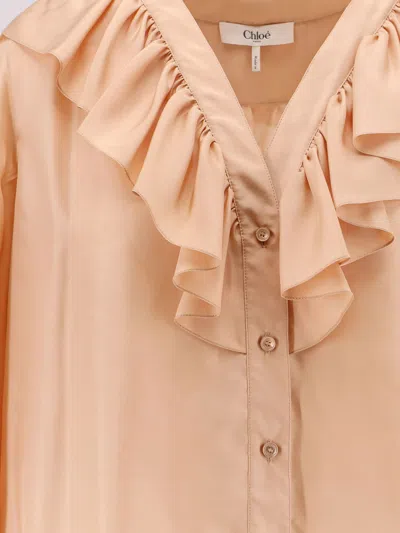 Chloé Chloe Peach Satin Shirt In Brown