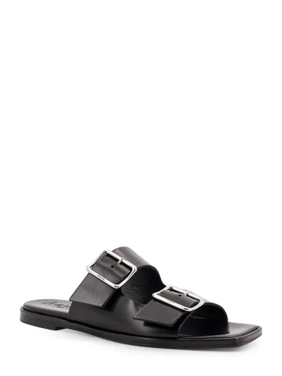 Aeyde Tonya Leather Sandals With Double Strap In Black