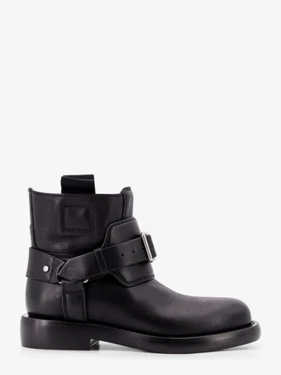Burberry Leather Ankle Boots With Buckled-strap In Black