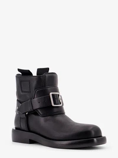 Burberry Leather Ankle Boots With Buckled-strap In Black