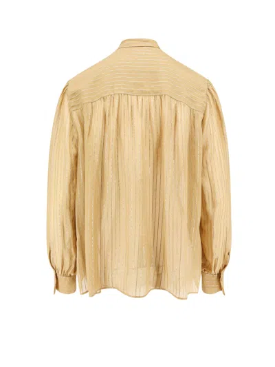 Chloé Silk Shirt With Metallic Stripes And Lurex In Neutral