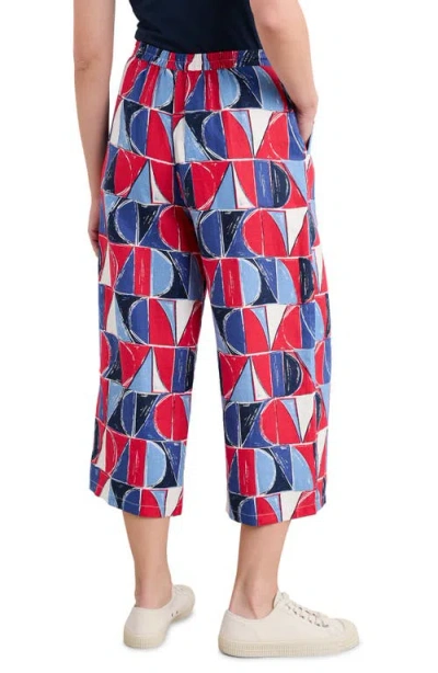 Seasalt Cornwall Peaceful Haven Linen Culottes In Sail Geo Scarlet