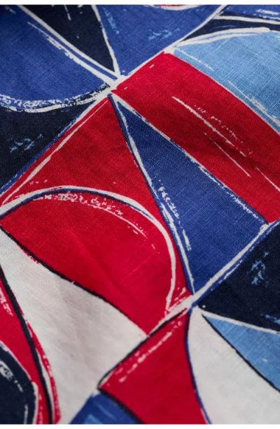 Seasalt Cornwall Peaceful Haven Linen Culottes In Sail Geo Scarlet