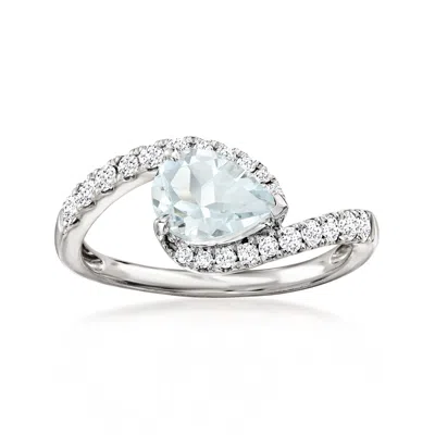 Ross-simons Aquamarine And . Lab-grown Diamond Ring In 14kt White Gold In Blue