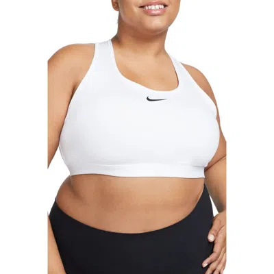 Nike Swoosh Medium Support Sports Bra In White