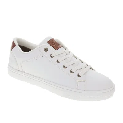 Dockers Mens Jensen Synthetic Leather Casual Lace Up Sneaker Shoe In White