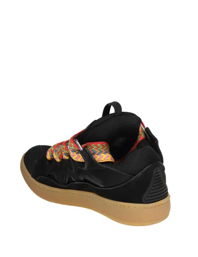 Lanvin Curb Sneakers In Leather And Suede With Multicolor Laces In Black