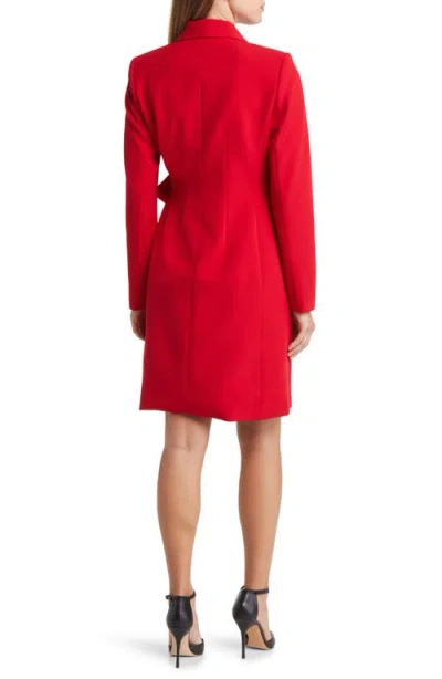 Tahari Asl Side Tie Long Sleeve Wrap Coat Dress In Lipstick