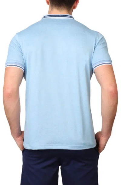 Tailorbyrd Solid Perforated Performance Quarter Zip Polo In Blue