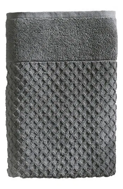 Woven & Weft Diamond Textured Single Bath Towel In Dark Gray