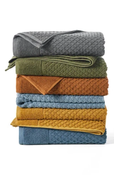 Woven & Weft Diamond Textured Single Bath Towel In Dark Gray