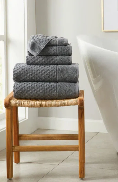 Woven & Weft Diamond Textured Single Bath Towel In Dark Gray