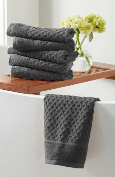 Woven & Weft Diamond Textured Single Bath Towel In Dark Gray