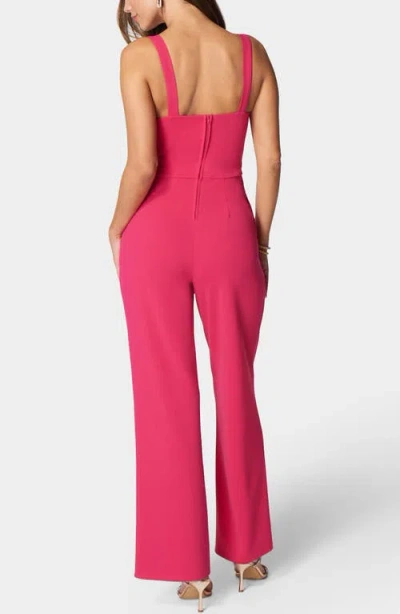 Bebe V Wire Core Jumpsuit In Pink
