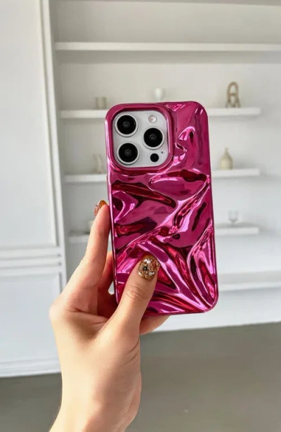 Auramma Fuchsia Crinkle Iphone 15 Pro Max Case In Fuchsia