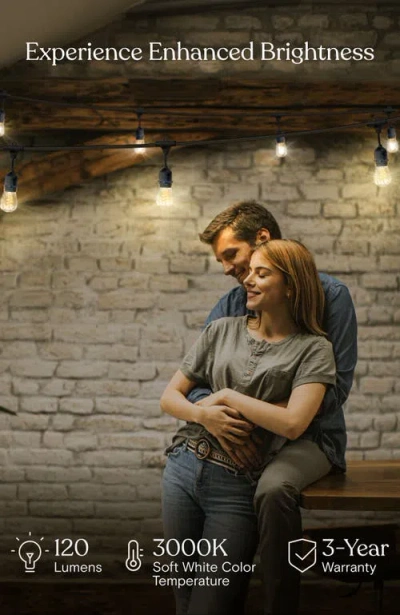 Brightech Plug-in Weatherproof Led Spiral Filament Heavy Duty Outdoor String Lights In 48 Ft 15 Bulbs | Soft White