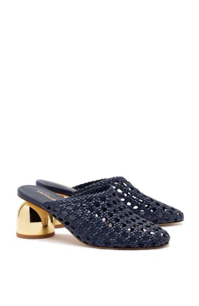 Larroude Larroudé Dew Drop Macrame Mule In Navy
