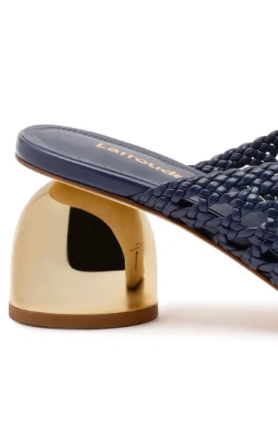 Larroude Larroudé Dew Drop Macrame Mule In Navy