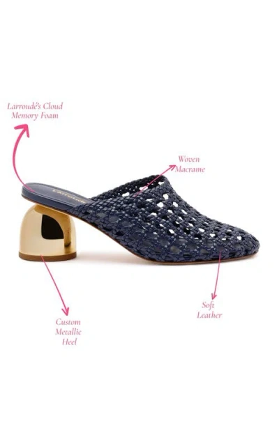 Larroude Larroudé Dew Drop Macrame Mule In Navy